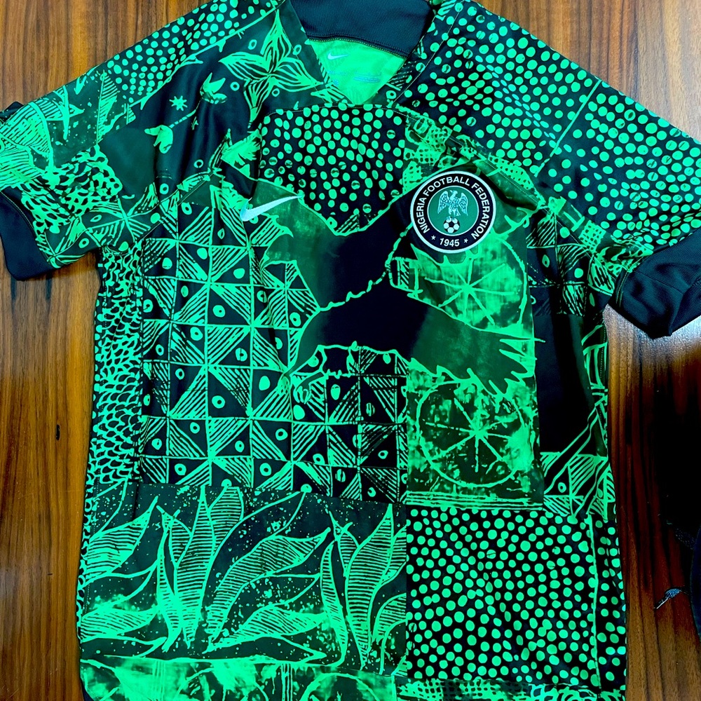 Nike Nigeria 2022-23 dri-fit soccer jersey.